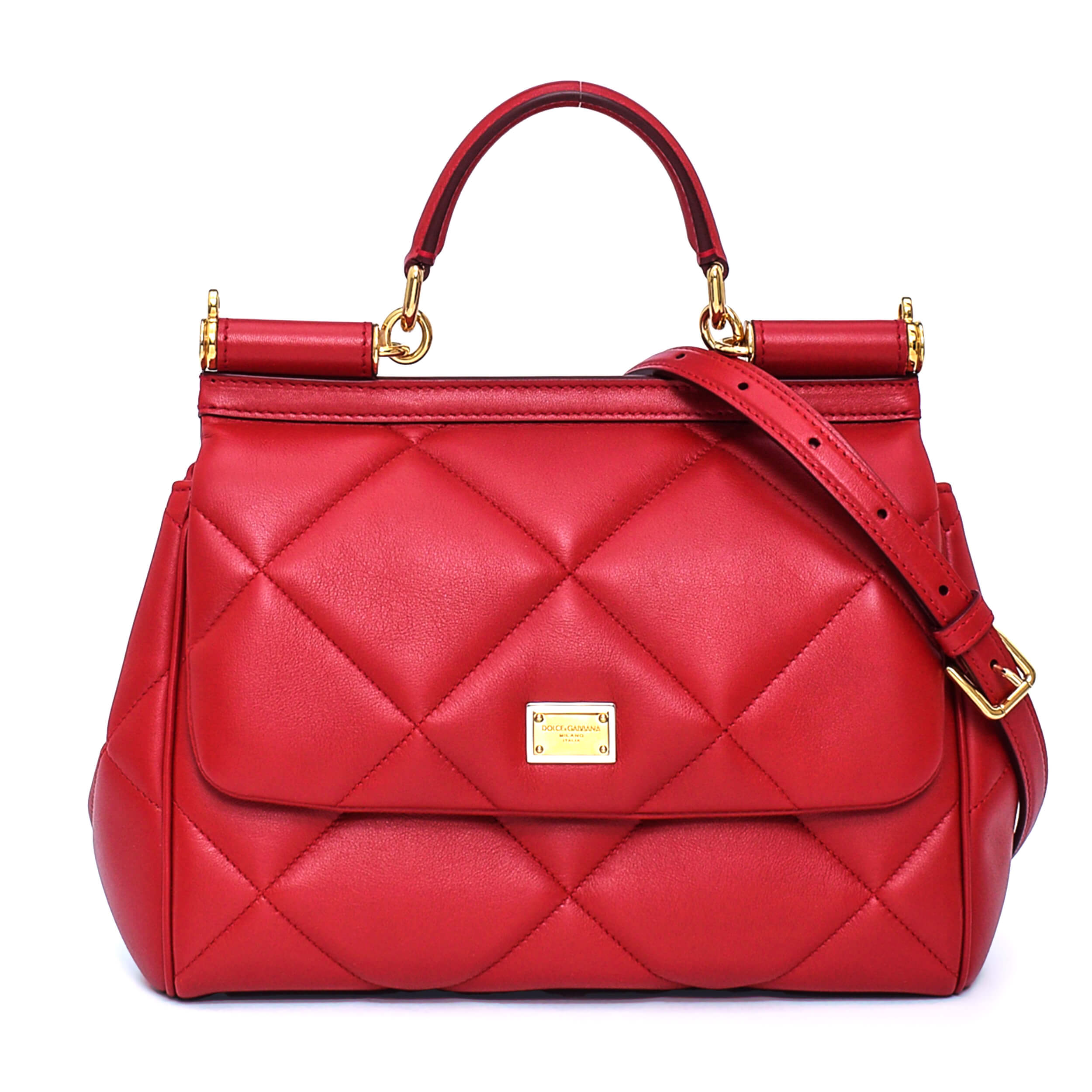 Dolce&Gabbana - Cherry Quilted Calf Leather Medium Sicily Bag